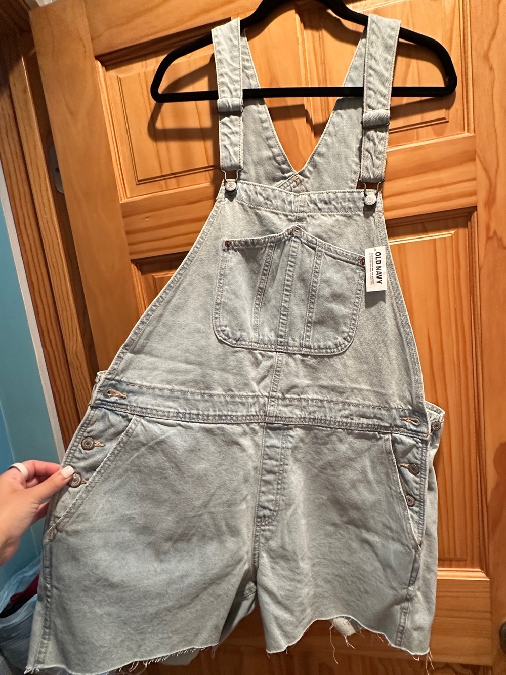 NWT old navy Light Wash Denim Short Overalls